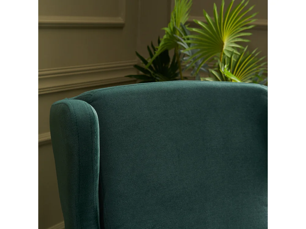 Fauteuil à oreilles en velours vert WILLIAMS