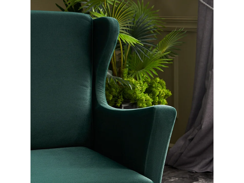 Fauteuil à oreilles en velours vert WILLIAMS