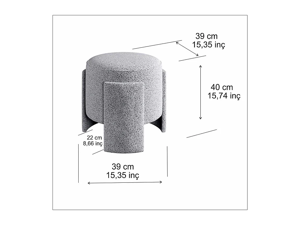 Pouf en polyester Ash