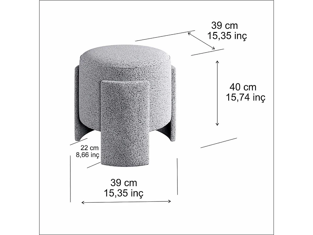 Pouf en polyester Ash