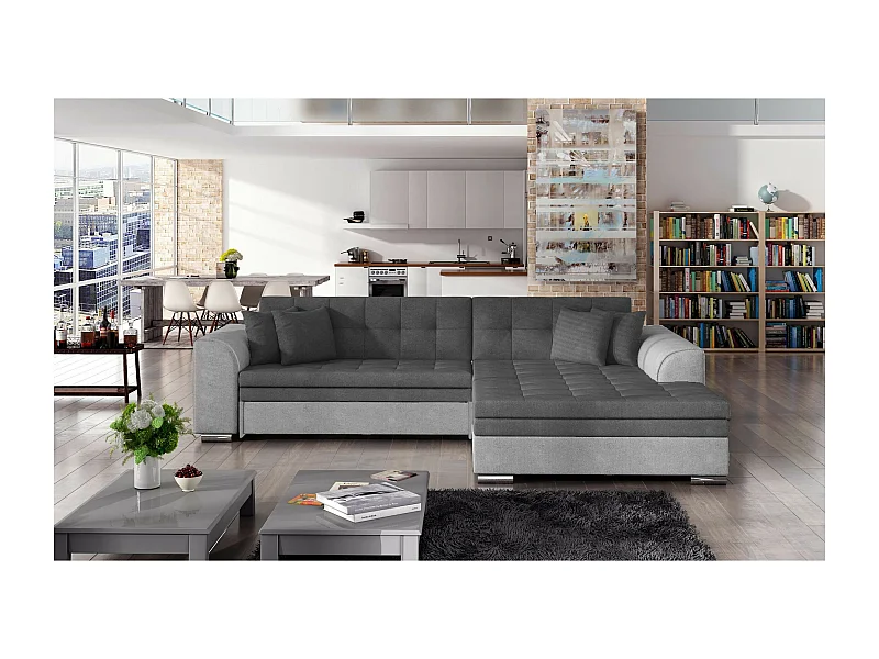 Divano d'angolo Oswald R/rivestimento in tessut/Grigio&Antracite