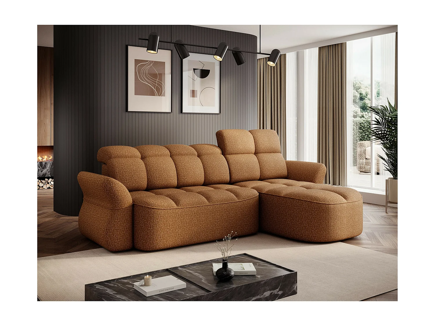 Ecksofa Sophia R/Stoffbezug/Braun