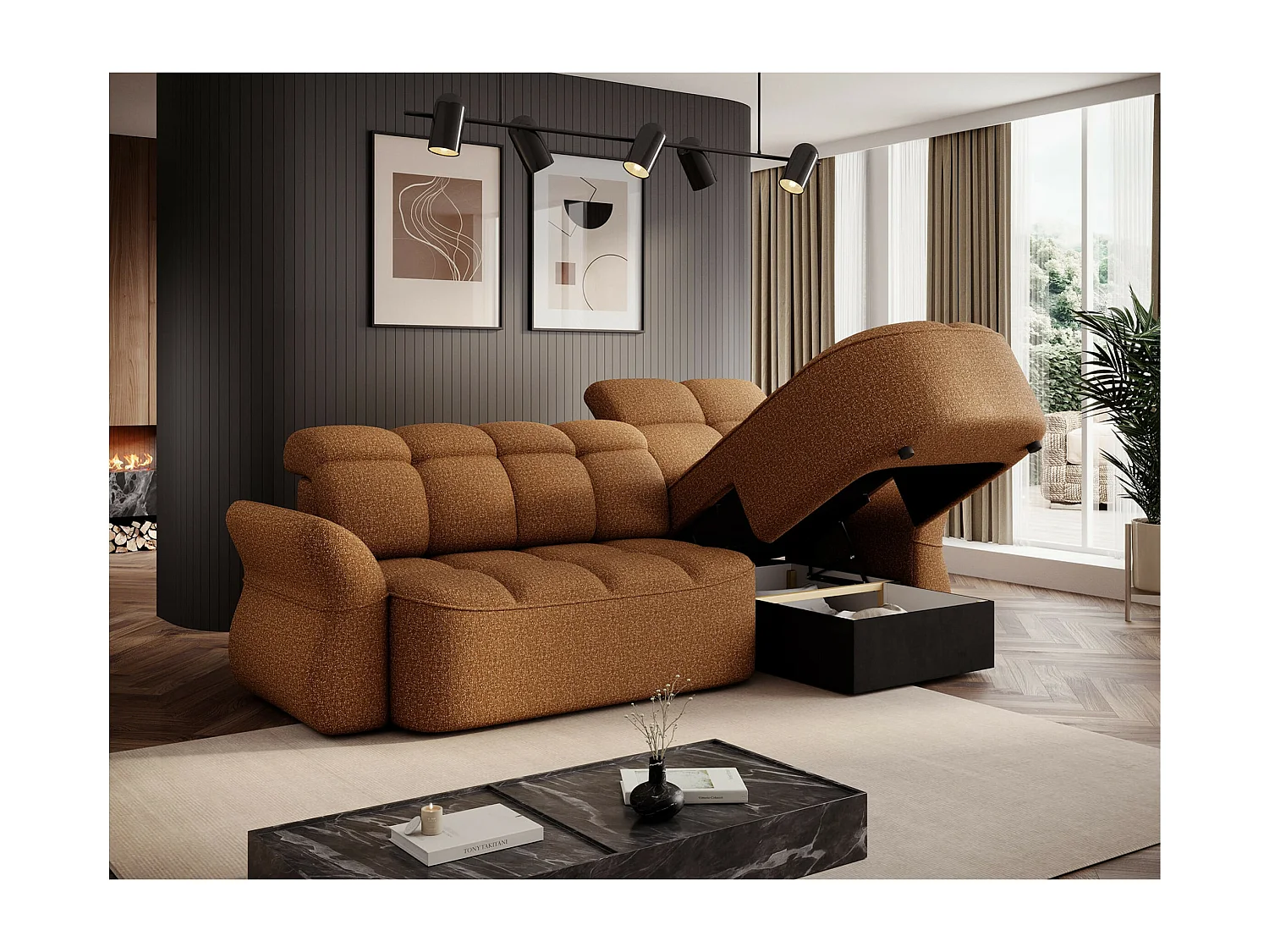 Ecksofa Sophia R/Stoffbezug/Braun