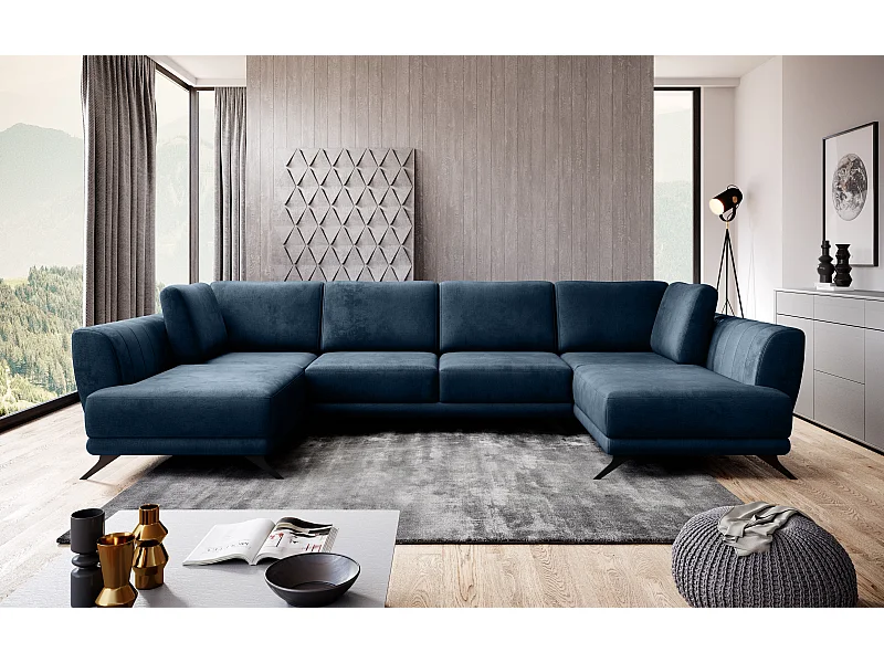 Ecksofa  London-U/Stoffbezug/Blau