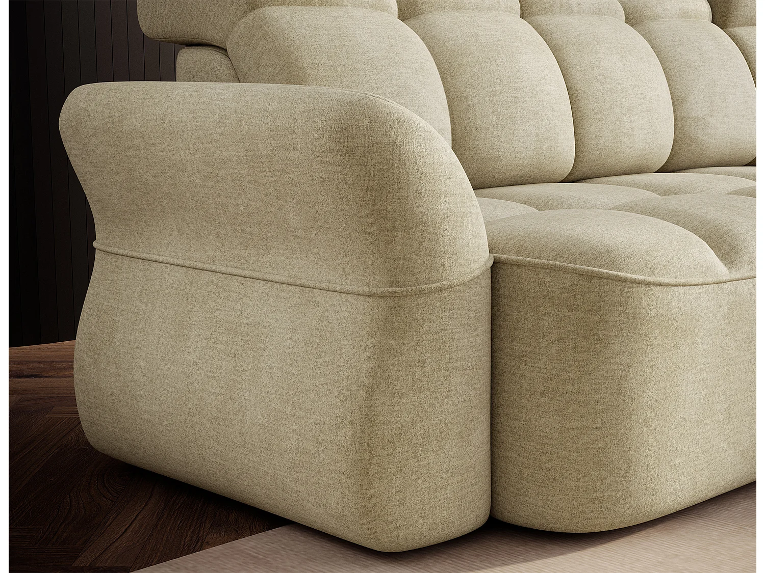 Canapé d'angle Sophia R /revêtement tissu/Beige