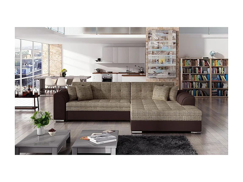 Ecksofa Oswald R/Stoffbezug/Braun