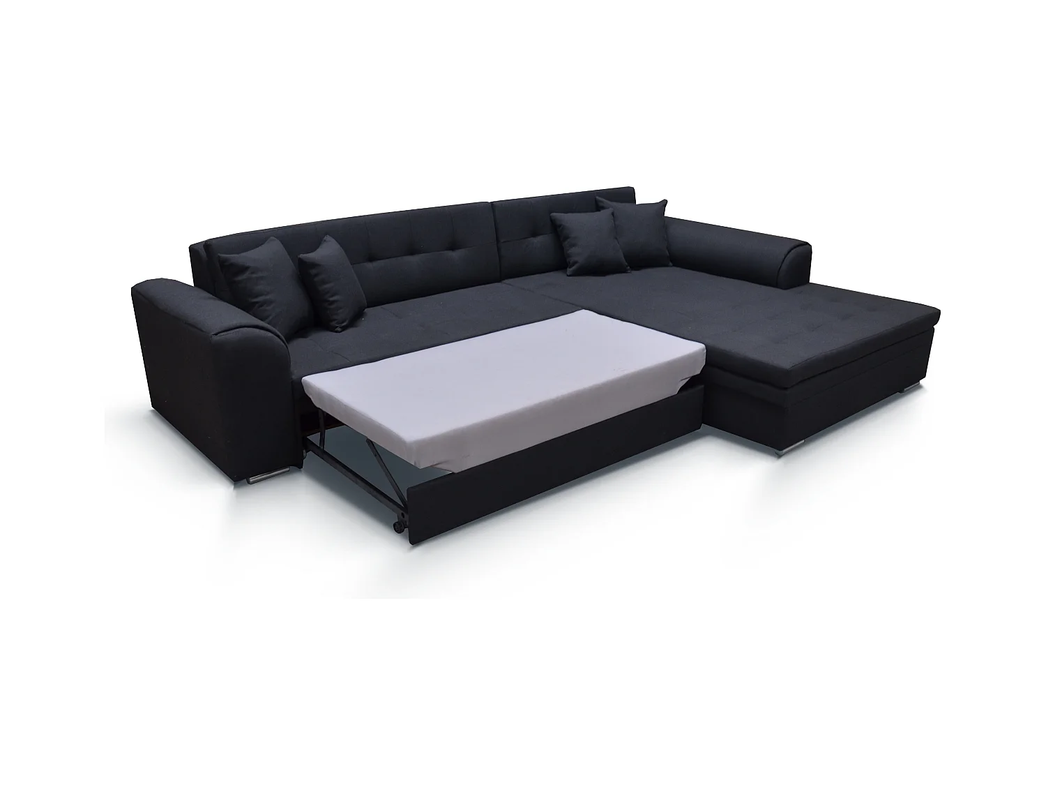 Ecksofa Oswald R/Stoffbezug/Schwarz