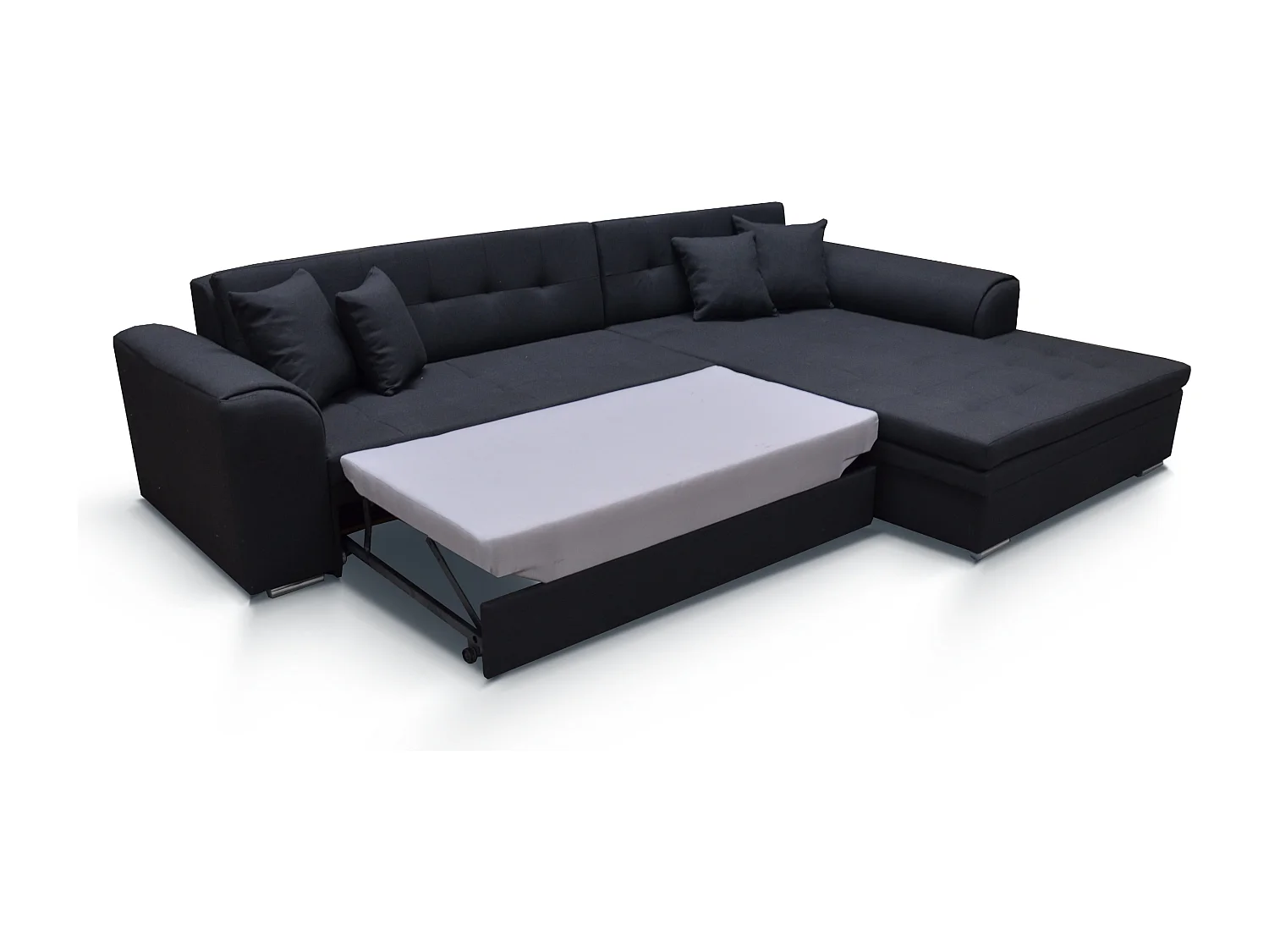 Canapé Corner Oswald R/revêtement tissu/Noir