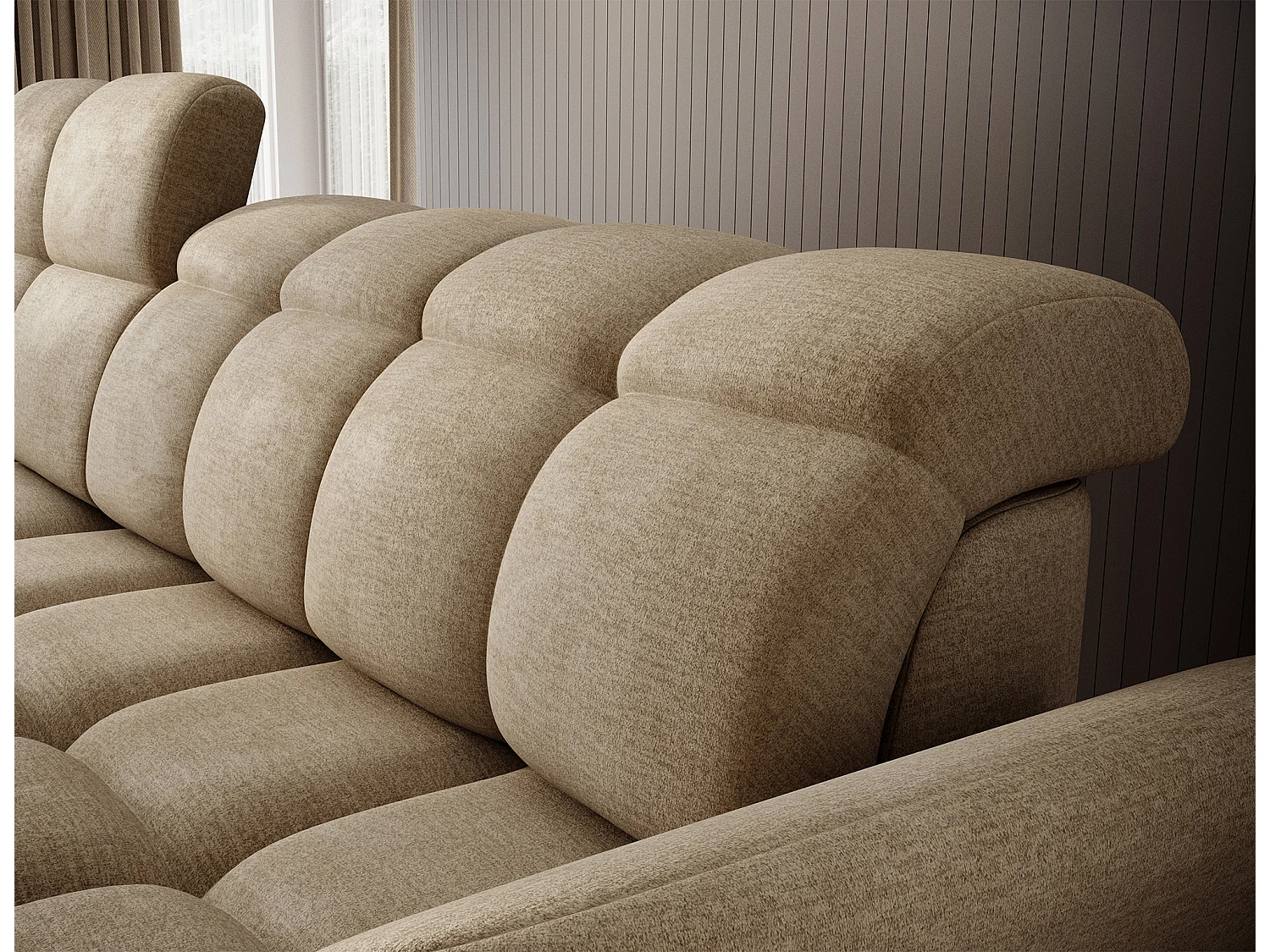 Divano d'angolo Sophia L/rivestimento in tessut/Beige