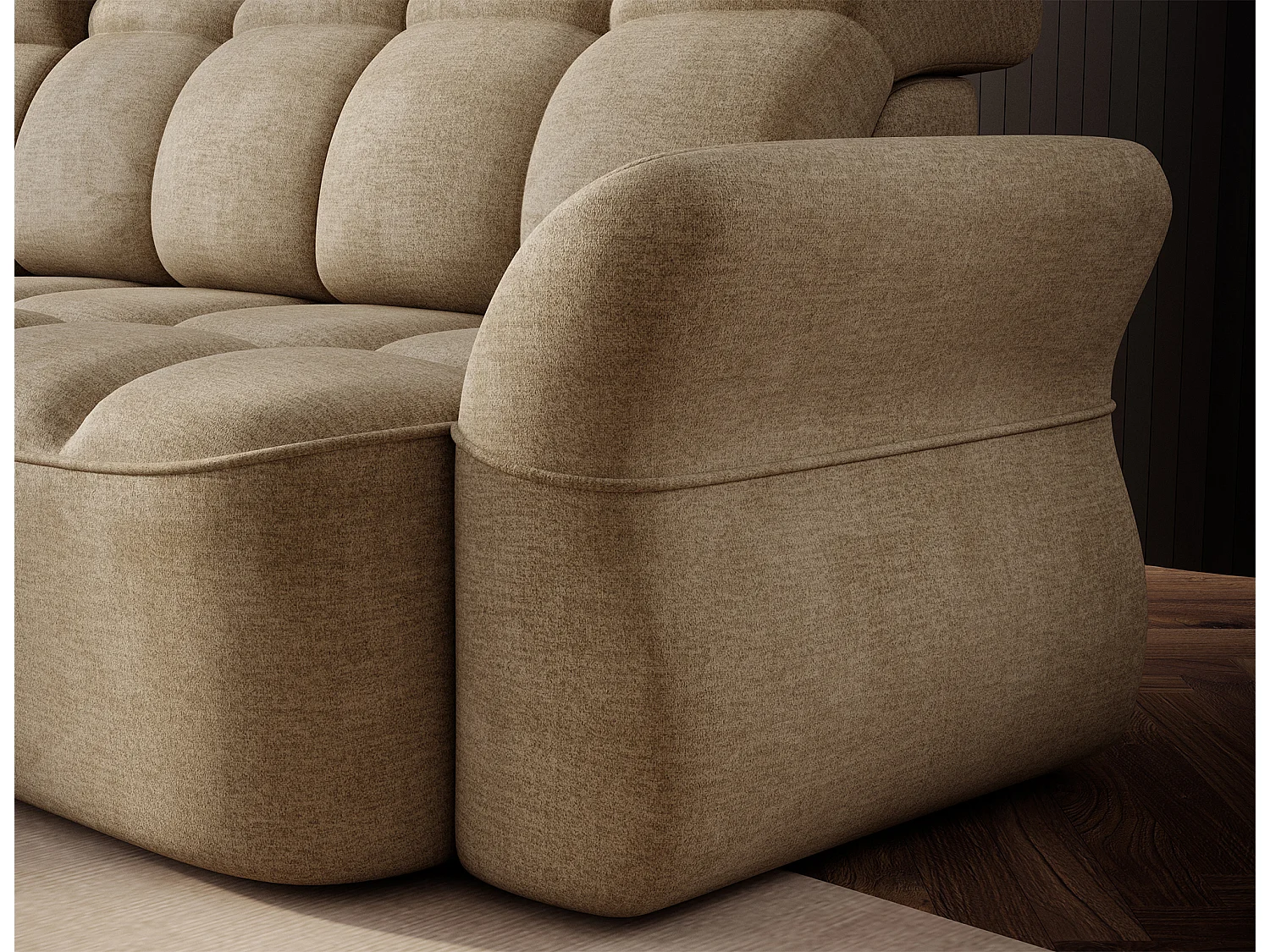 Divano d'angolo Sophia L/rivestimento in tessut/Beige