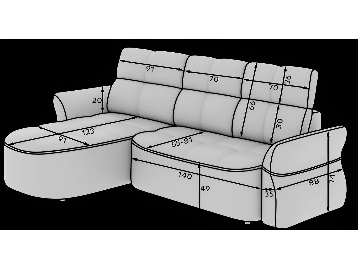 Divano d'angolo Sophia L/rivestimento in tessut/Beige