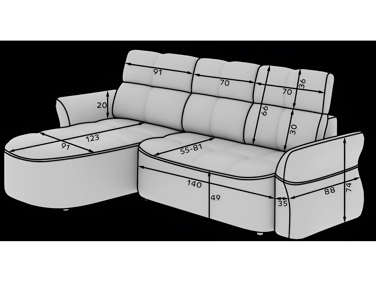 Divano d'angolo Sophia L/rivestimento in tessut/Beige