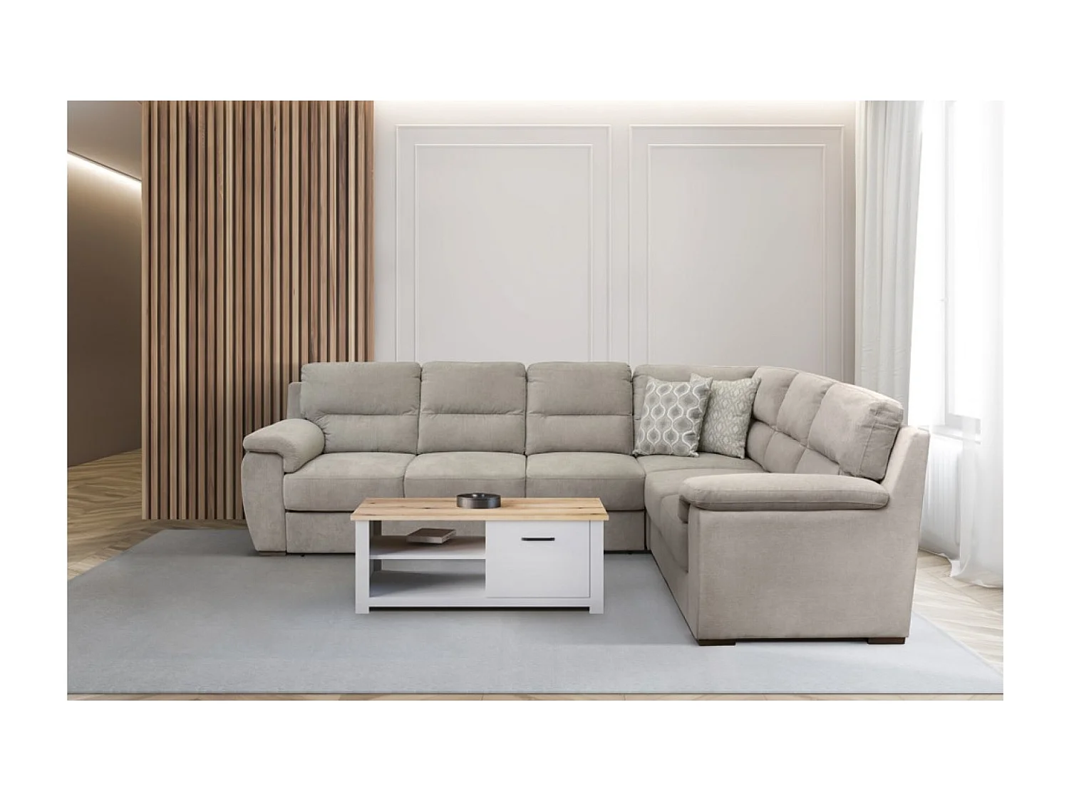 Ecksofa Kvin R/Stoffbezug/Beige