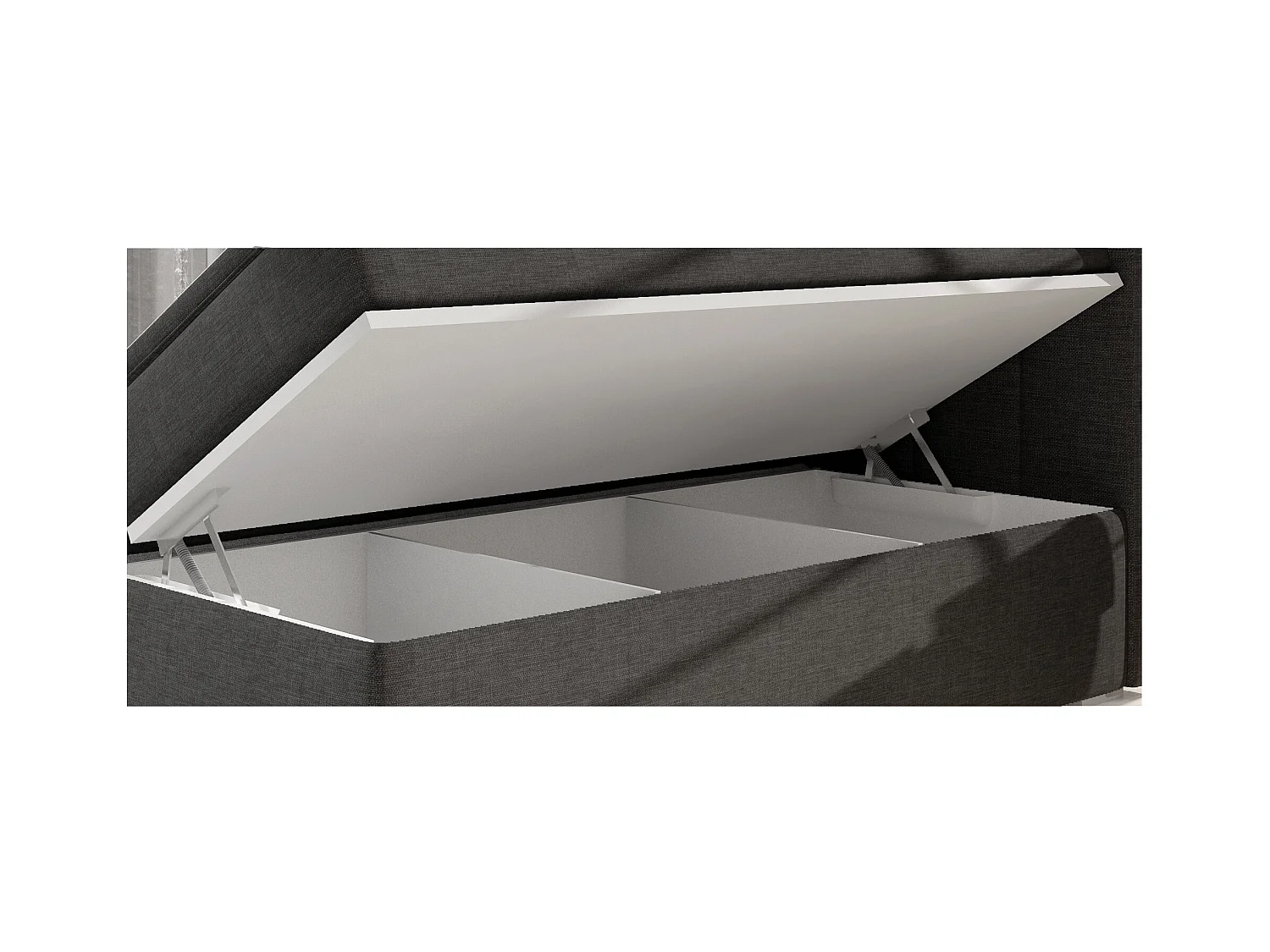 Box Spring Lit Sabine L (180x200)/Tissu/Gris