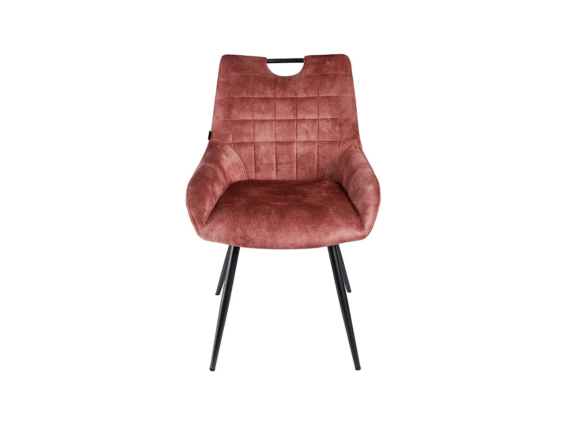 Lot 2 chaises capitonnées velours rose pieds métal noir – BRANDY 2