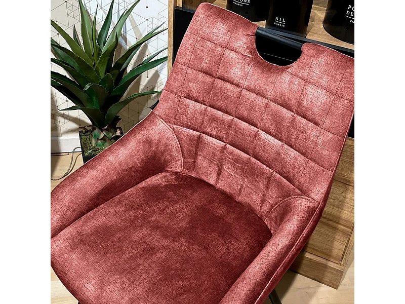 Lot 2 chaises capitonnées velours rose pieds métal noir – BRANDY 2