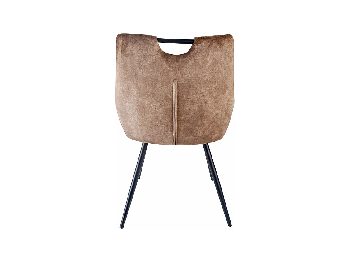 Lot 2 chaises capitonnées velours taupe pieds métal noir – BRANDY 2