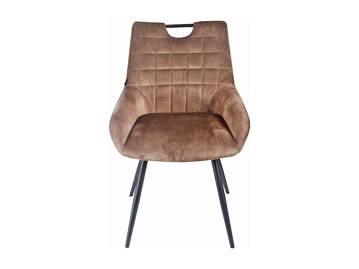 Lot 2 chaises capitonnées velours taupe pieds métal noir – BRANDY 2