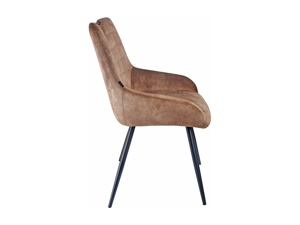 Lot 2 chaises capitonnées velours taupe pieds métal noir – BRANDY 2