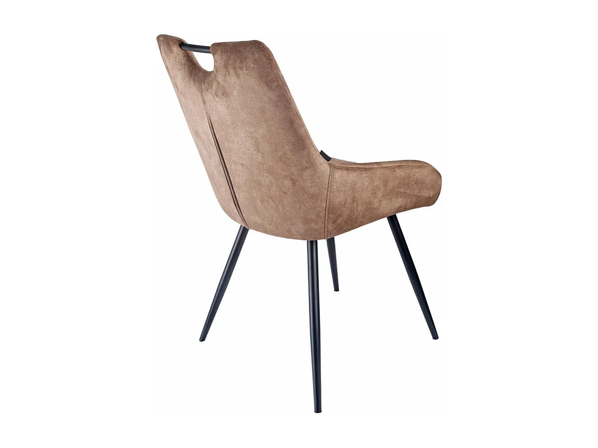 Lot 2 chaises capitonnées velours taupe pieds métal noir – BRANDY 2