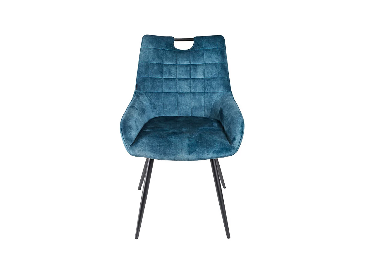 Lot 2 chaises capitonnées velours bleu canard pieds métal – BRANDY 2