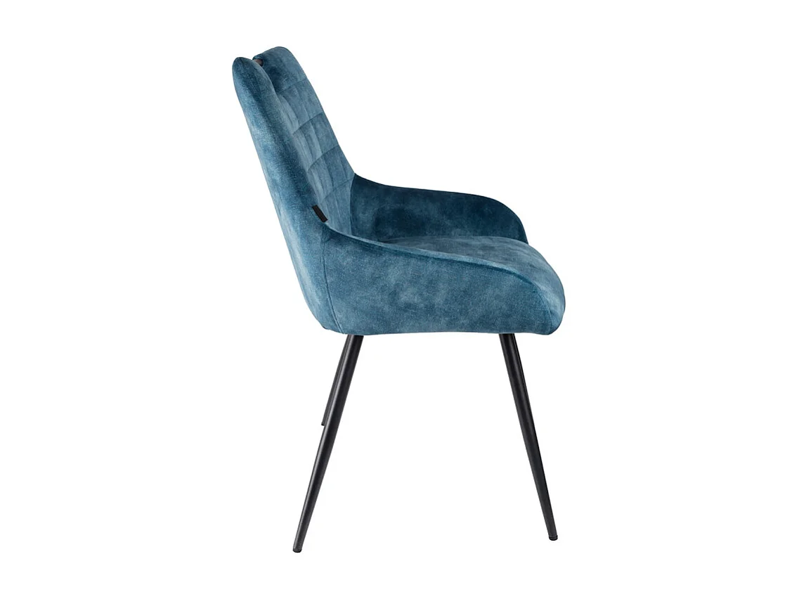 Lot 2 chaises capitonnées velours bleu canard pieds métal – BRANDY 2