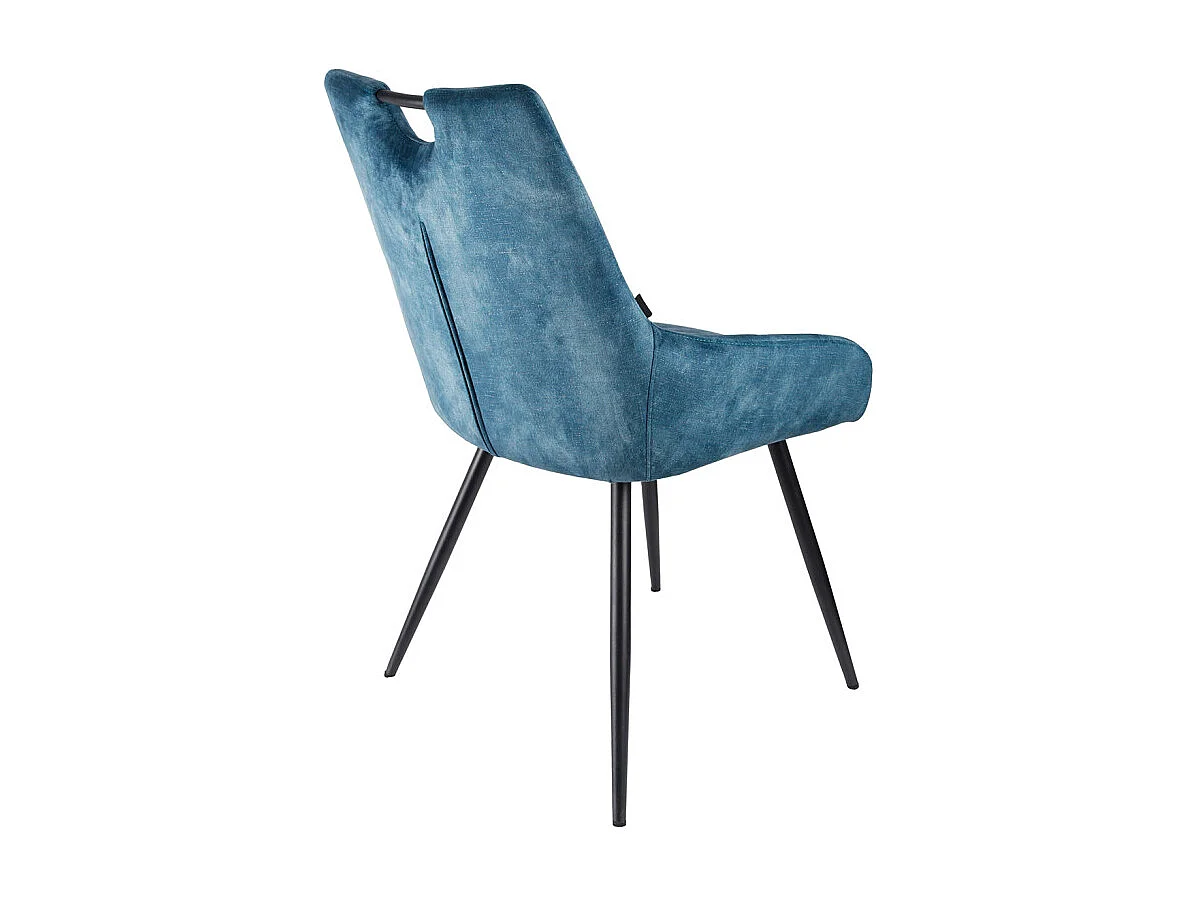 Lot 2 chaises capitonnées velours bleu canard pieds métal – BRANDY 2