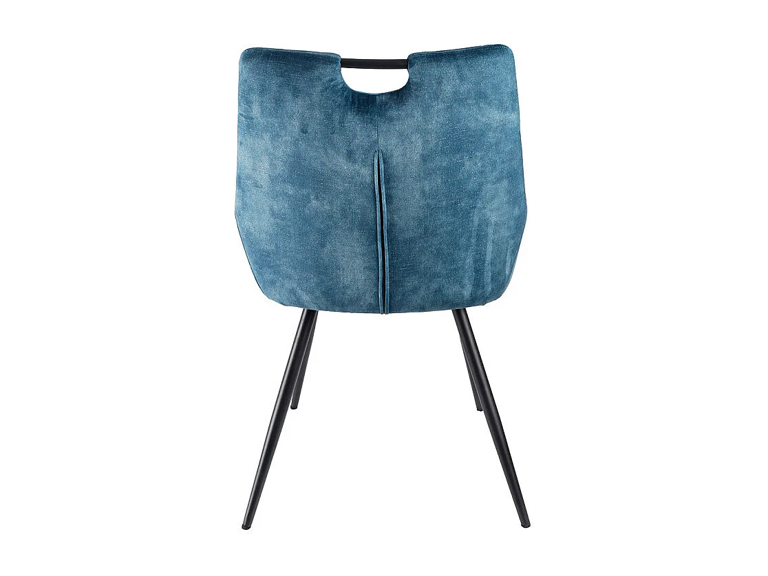 Lot 2 chaises capitonnées velours bleu canard pieds métal – BRANDY 2