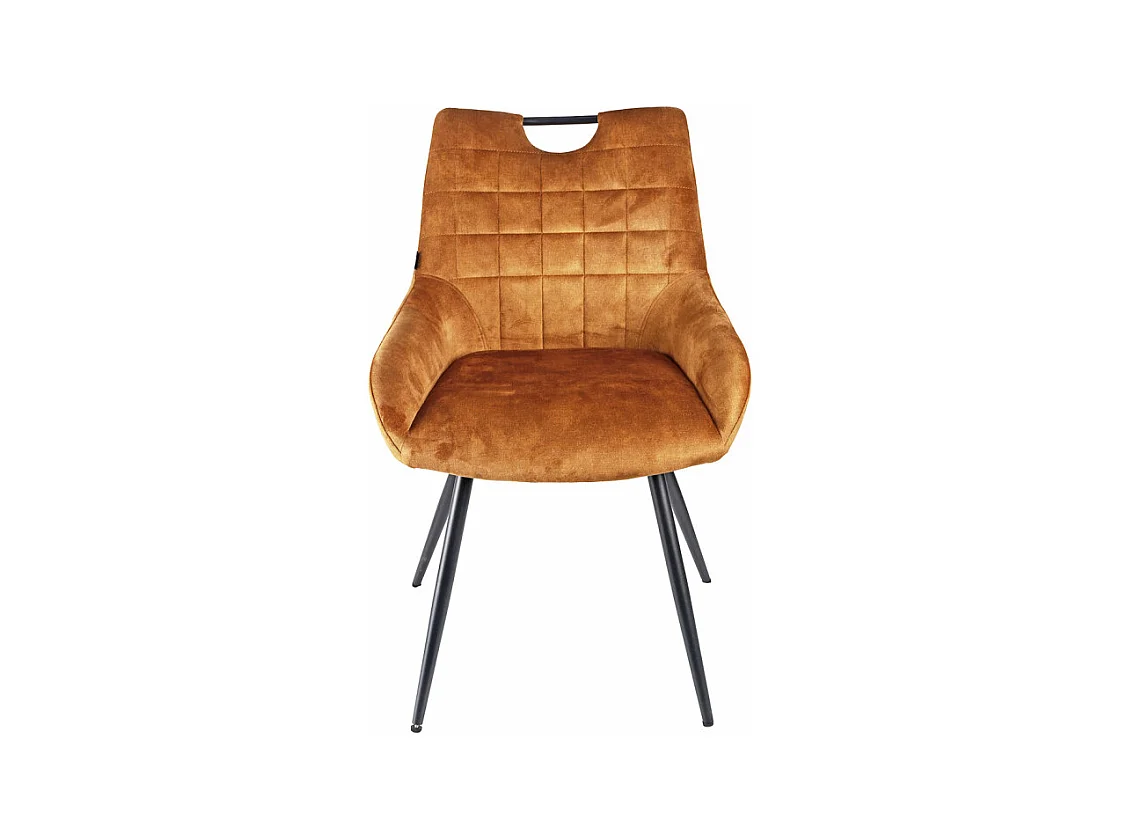 Lot 2 chaises capitonnées velours moutarde pieds métal – BRANDY 2