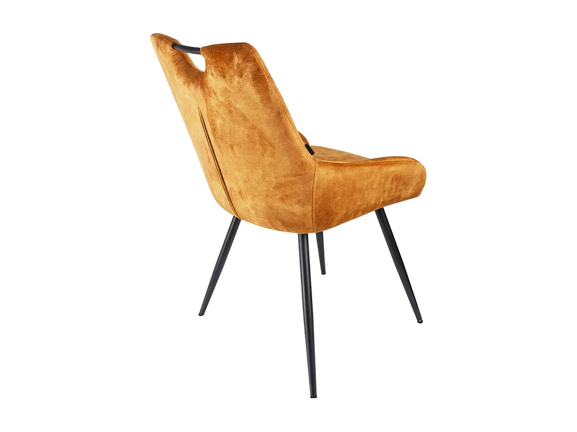 Lot 2 chaises capitonnées velours moutarde pieds métal – BRANDY 2