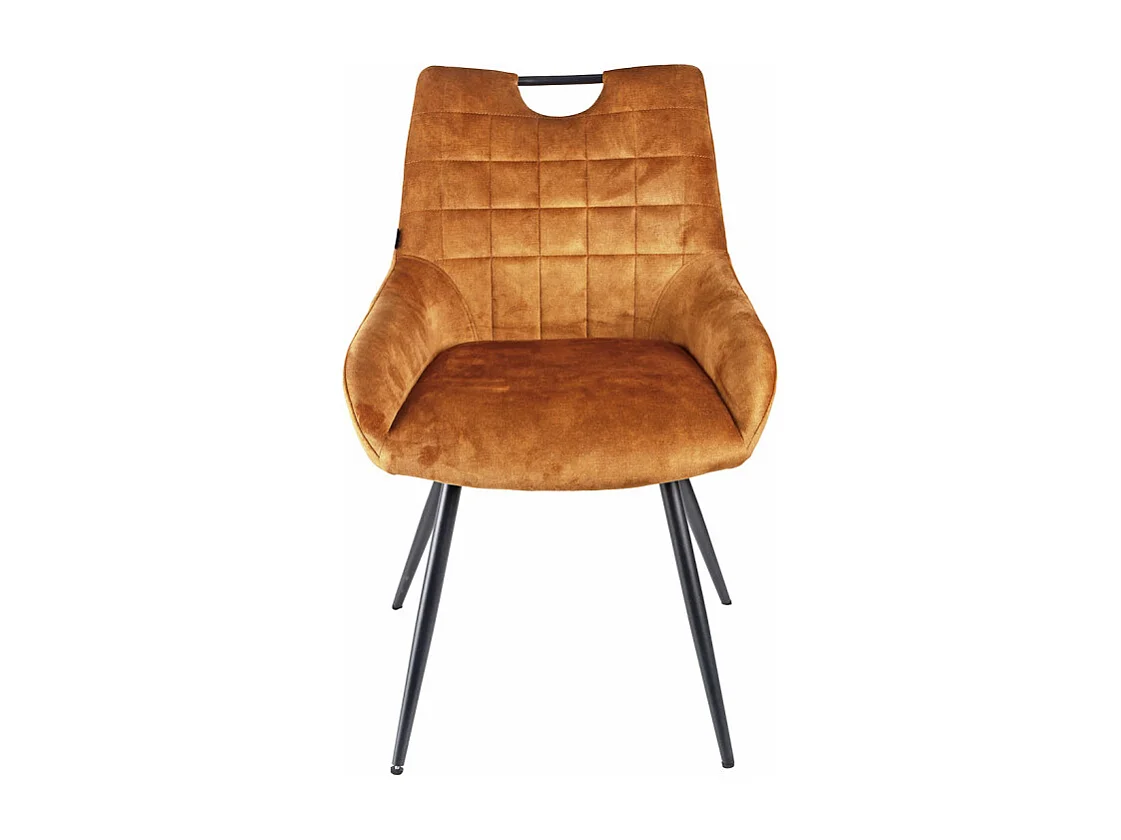 Lot 2 chaises capitonnées velours moutarde pieds métal – BRANDY 2