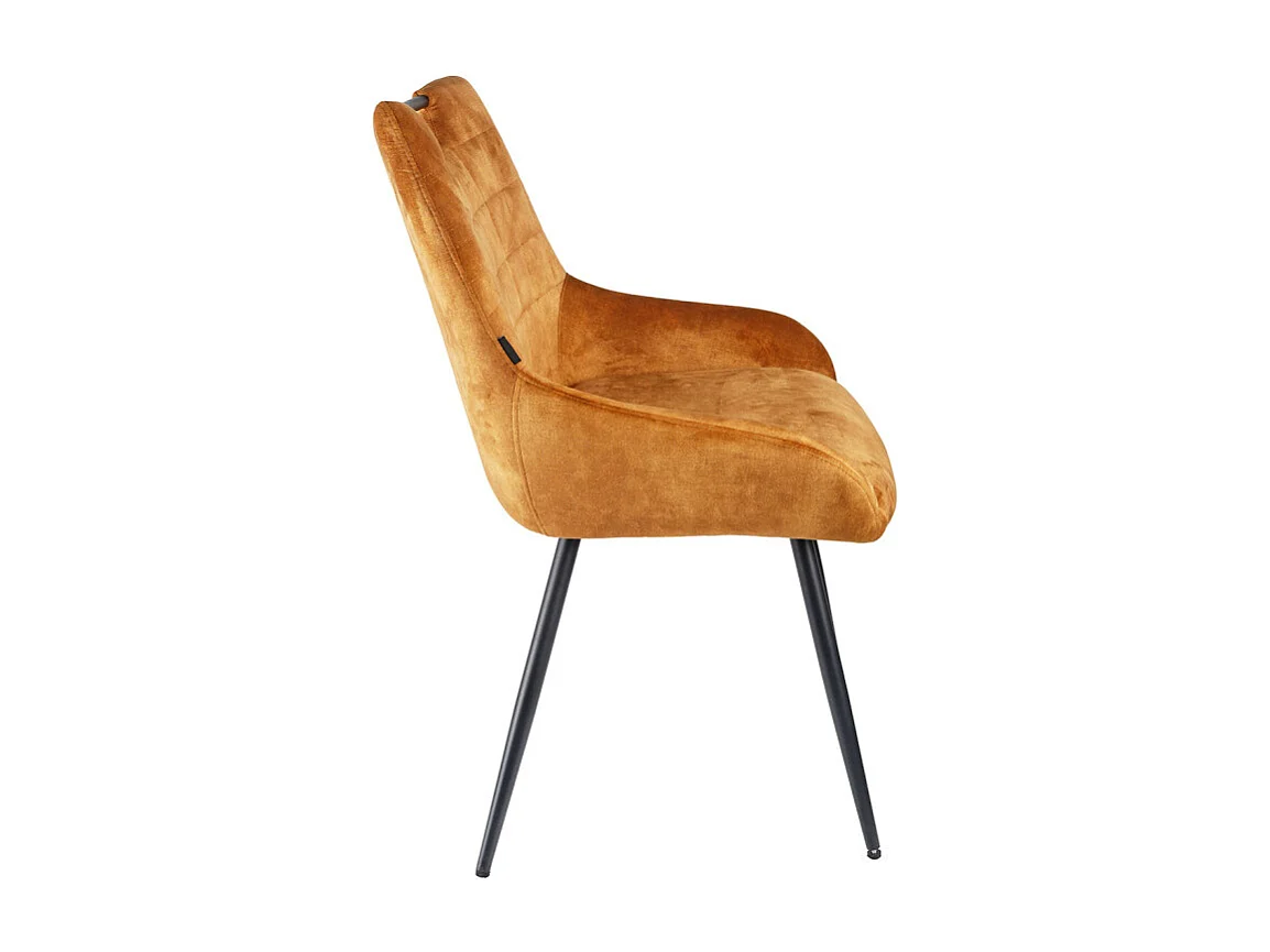 Lot 2 chaises capitonnées velours moutarde pieds métal – BRANDY 2