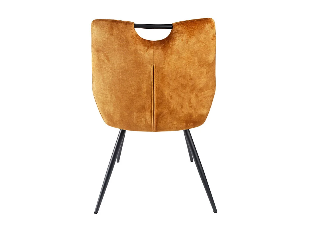 Lot 2 chaises capitonnées velours moutarde pieds métal – BRANDY 2