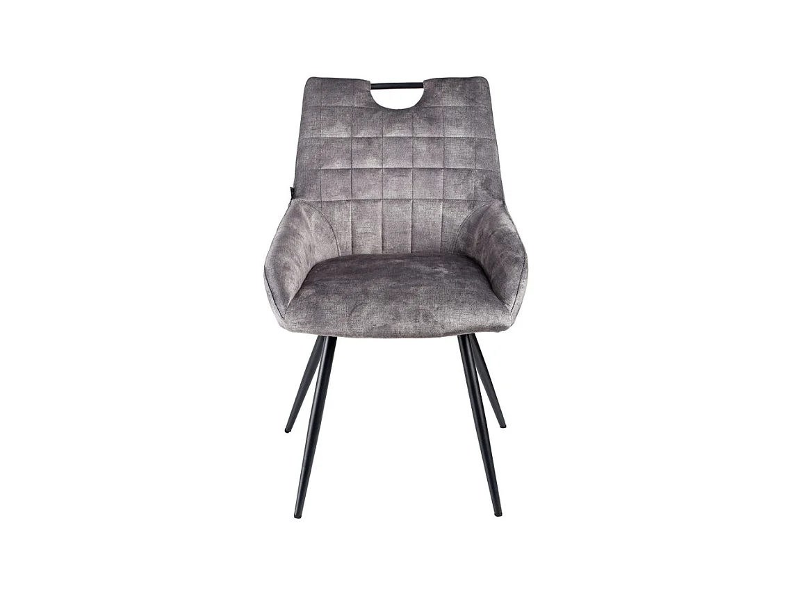 Lot 2 chaises capitonnées velours gris clair pieds métal – BRANDY 2