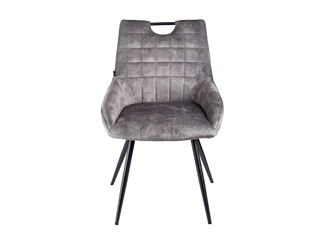 Lot 2 chaises capitonnées velours gris clair pieds métal – BRANDY 2