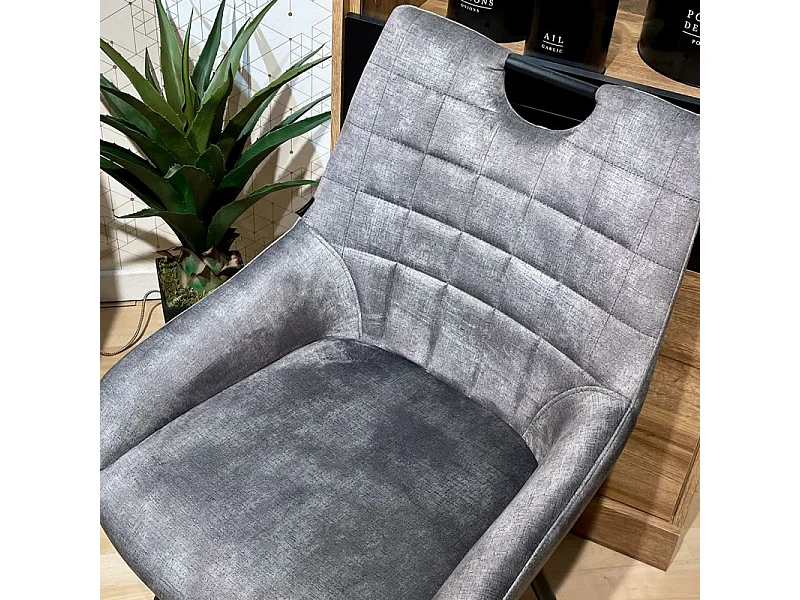 Lot 2 chaises capitonnées velours gris clair pieds métal – BRANDY 2