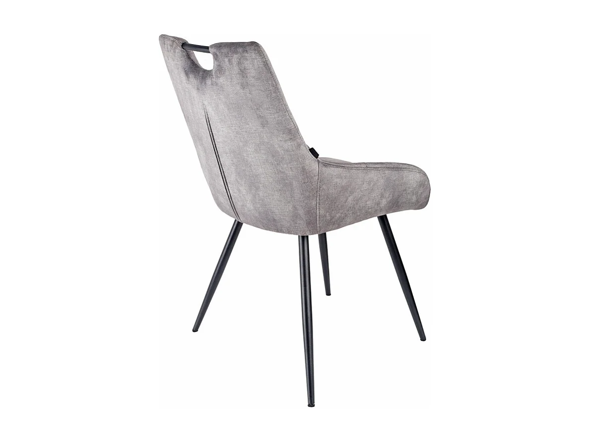 Lot 2 chaises capitonnées velours gris clair pieds métal – BRANDY 2