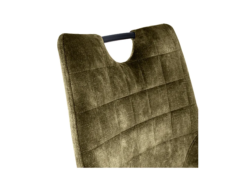 Lot 2 chaises capitonnées velours vert kaki pieds métal – BRANDY 2