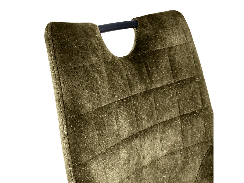 Lot 2 chaises capitonnées velours vert kaki pieds métal – BRANDY 2