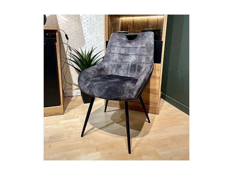 Lot 2 chaises en velours gris anthracite et pieds métal – BRANDY 2