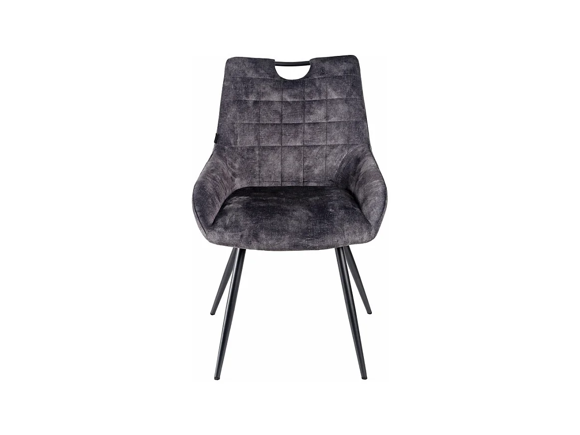 Lot 2 chaises en velours gris anthracite et pieds métal – BRANDY 2