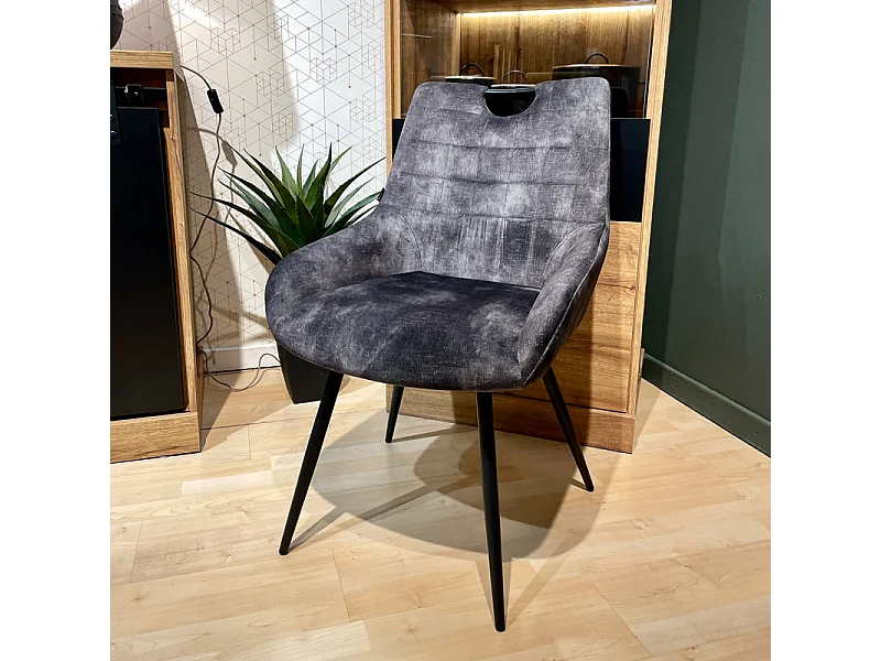 Lot 2 chaises en velours gris anthracite et pieds métal – BRANDY 2