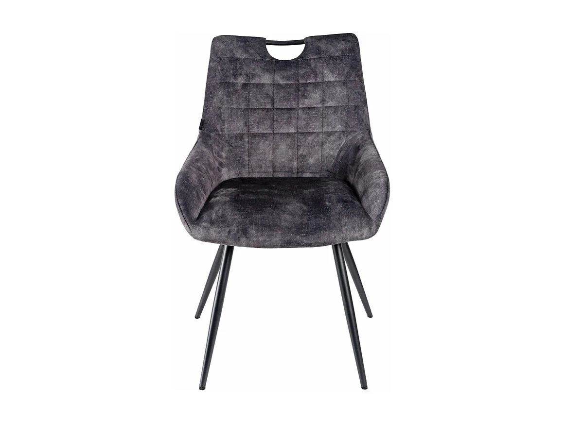 Lot 2 chaises en velours gris anthracite et pieds métal – BRANDY 2