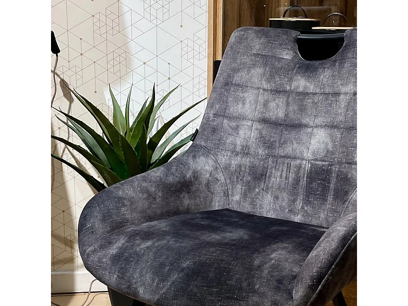 Lot 2 chaises en velours gris anthracite et pieds métal – BRANDY 2