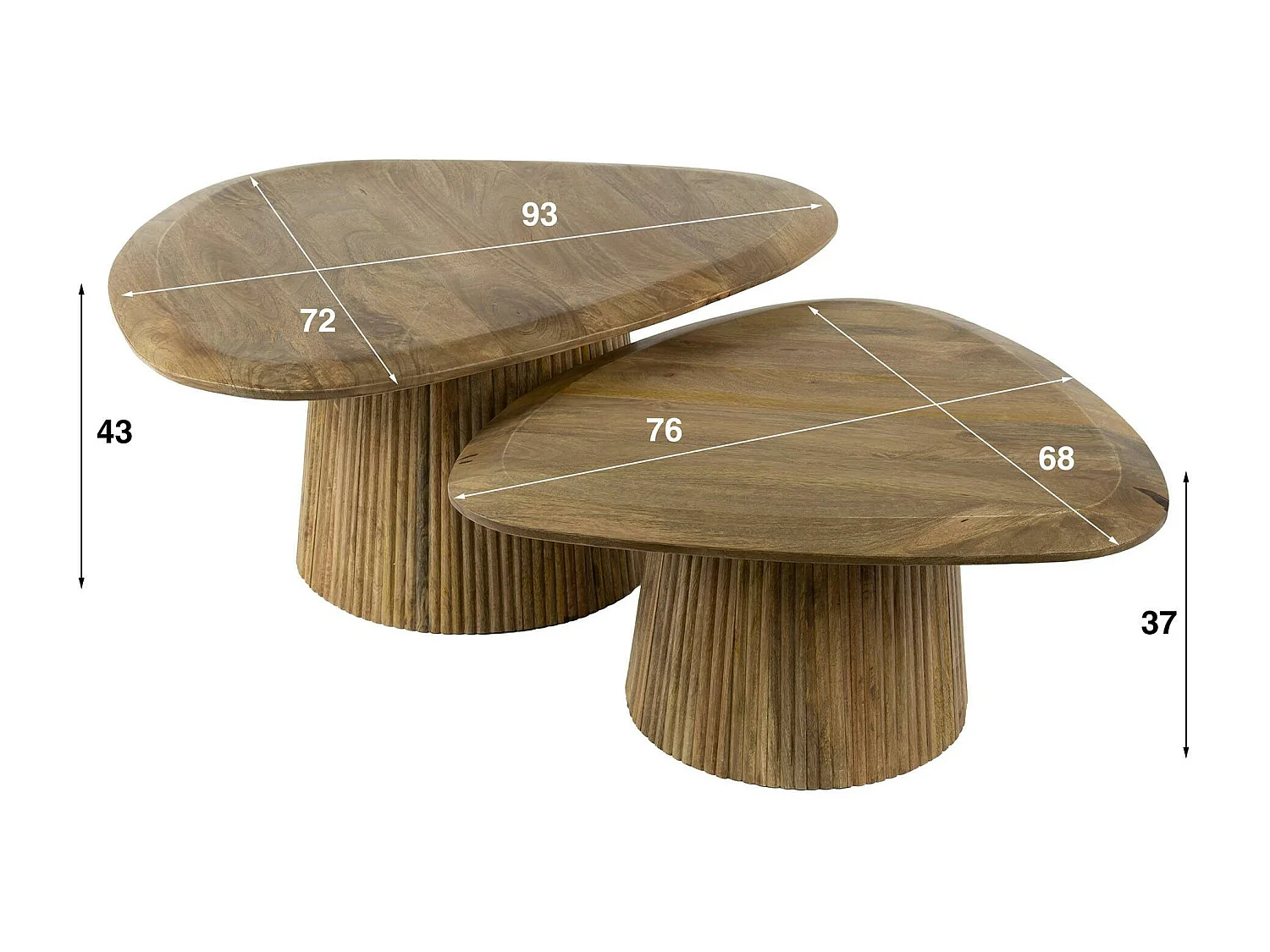 Table gigogne en bois de manguier avec plateau triangulaire (lot de 2) CREEK