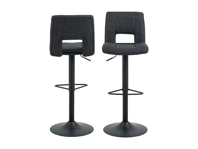 Tabourets de bar tissu et piétement noir (lot de 2) - SYLVETTE