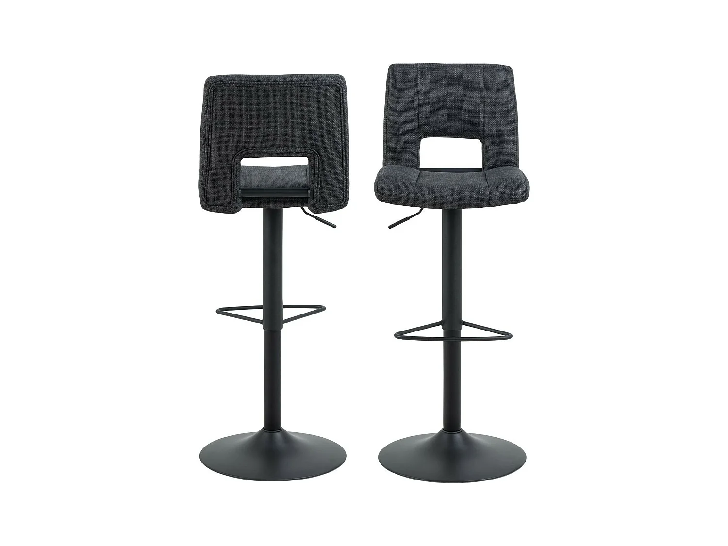 Tabourets de bar tissu et piétement noir (lot de 2) - SYLVETTE