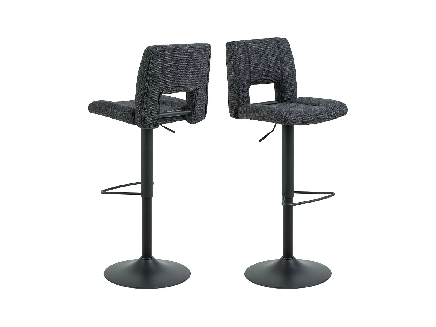 Tabourets de bar tissu et piétement noir (lot de 2) - SYLVETTE