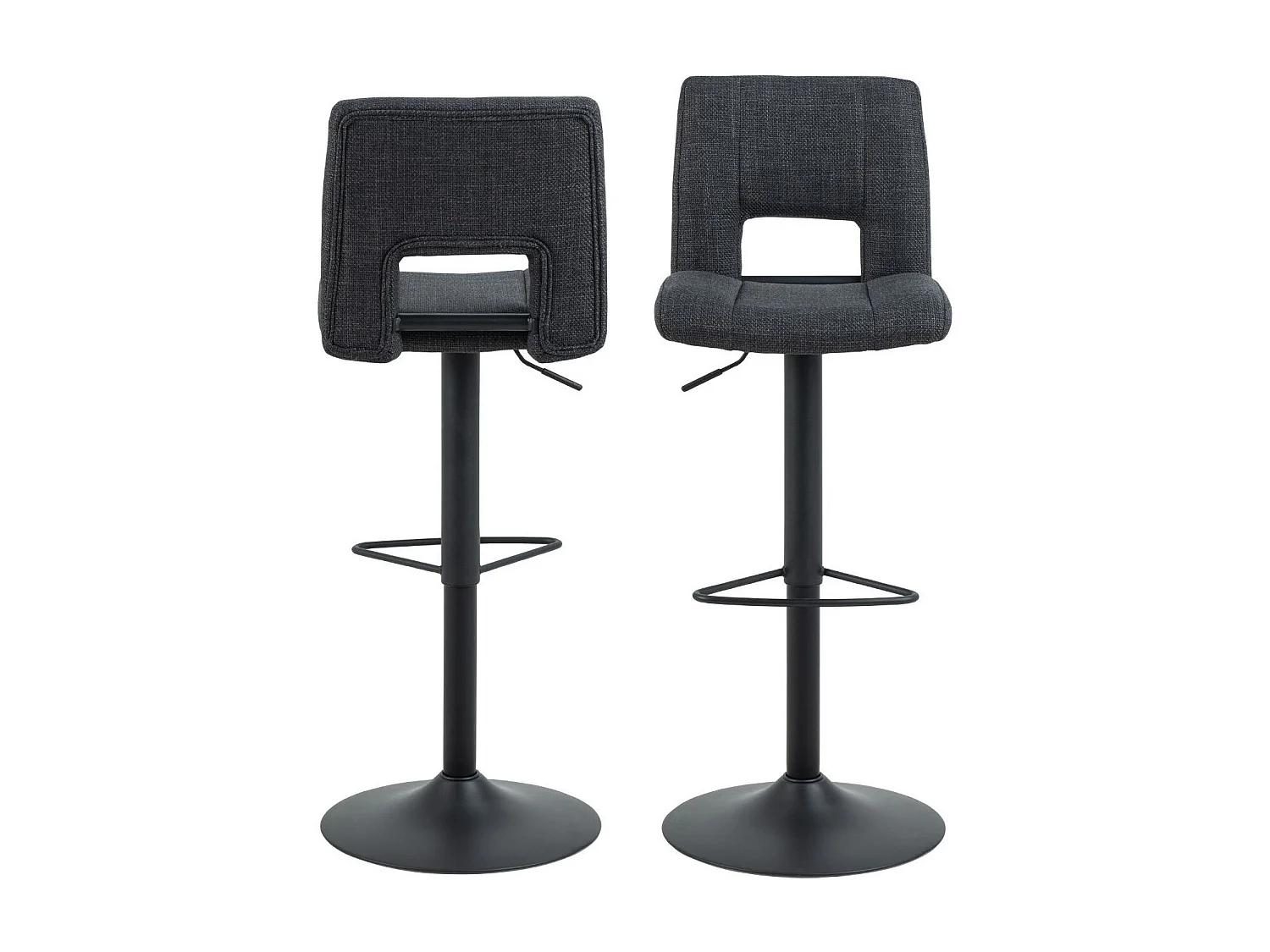 Tabourets de bar tissu et piétement noir (lot de 2) - SYLVETTE