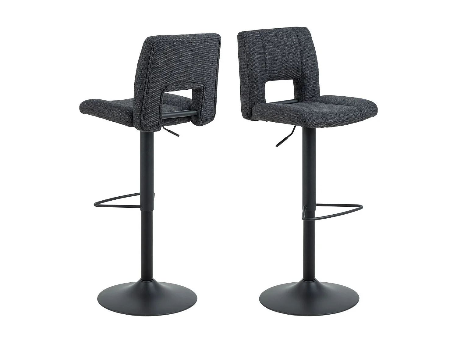 Tabourets de bar tissu et piétement noir (lot de 2) - SYLVETTE
